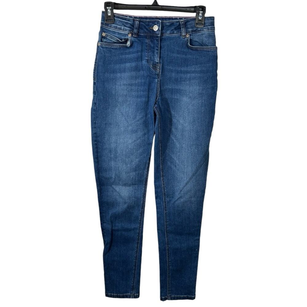 Boden High Rise Skinny Straight Jeans Medium Wash Adjustable Waist Petite Fit